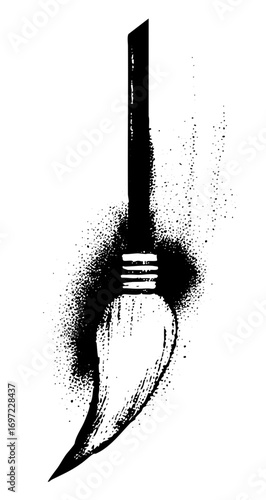 Vector Dramatic of a shattered lightbulb with a knife.