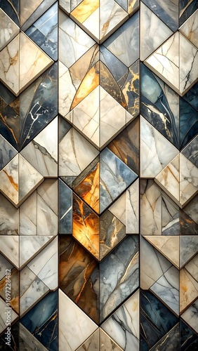 Geometric marble tile pattern