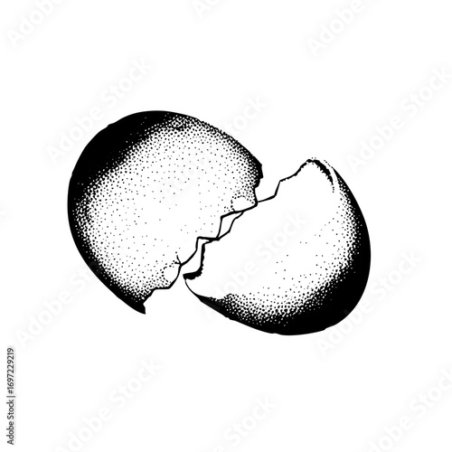 Vector Broken eggshell depicts fragility and new beginnings.