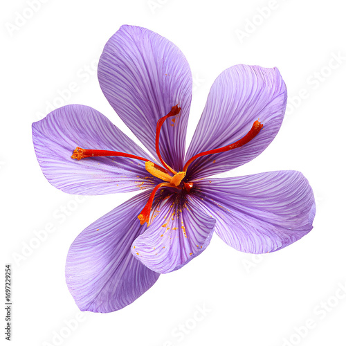 Saffron flower closeup isolated on black background