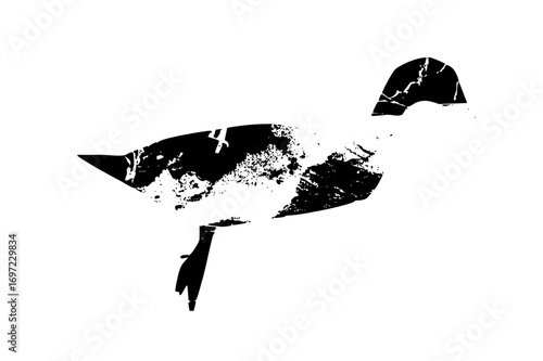 Vector Minimalist duck with textured black shapes.