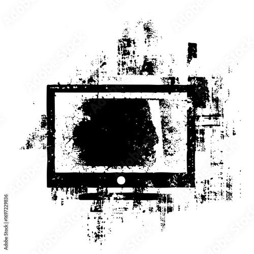Vector Distressed television with abstract screen display.