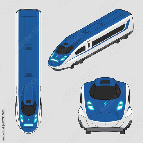 Vector illustration of a modern blue train design  
