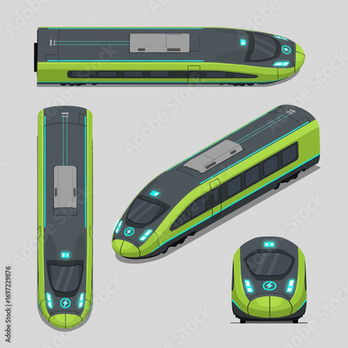 Vector illustration of a modern green train design  