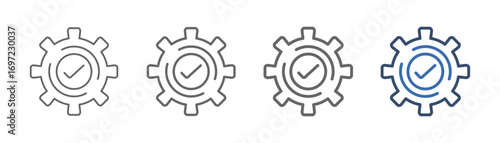 
outline icon set testing with gear and check mark design