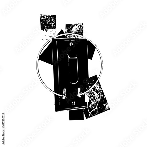 Vector Abstract cassette tape with circular elements.