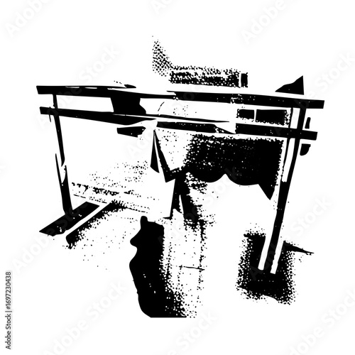 Vector Abstract geometric structure with angular shapes and dynamic lines.