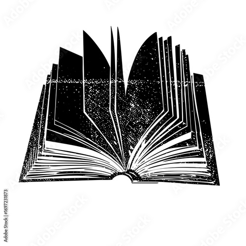 Vector Detailed of an open book with textured pages.