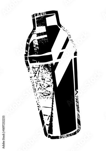 Vector Abstract grenade with distressed texture.