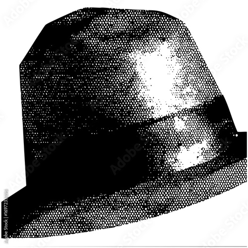 Vector Stylized portrait of a person wearing a fedora hat.