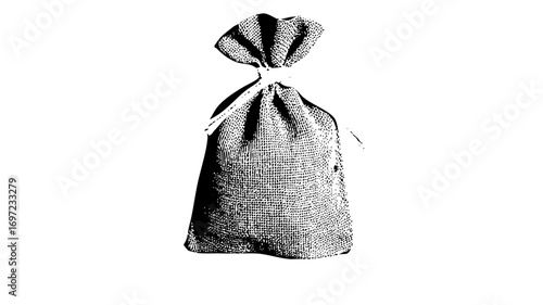 Vector Detailed of a tied burlap sack.
