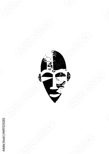 Vector Abstract portrait of a smiling face in black vector .