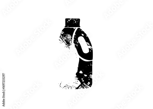 Vector Distressed plastic bottle with a minimalist aesthetic.