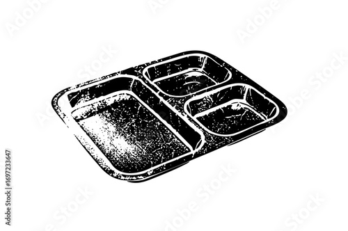 Vector Compartmentalized tray depicts organized meal sections.