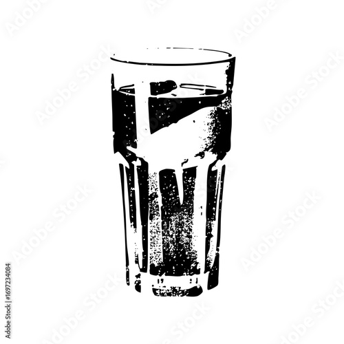 Vector Black and white of a filled glass.