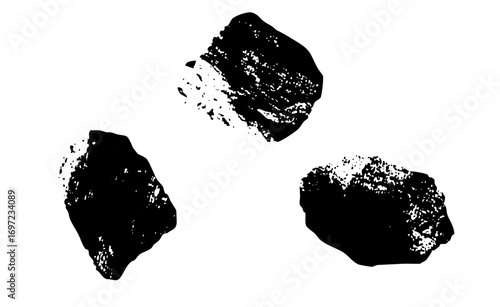 Vector Black rock fragments set