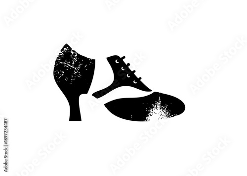 Vector Broken footwear depicts a damaged shoe and heel.