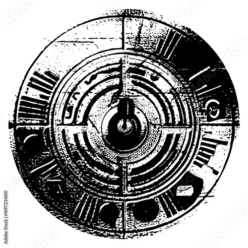Vector Intricate circular features a central void and radiating geometric .