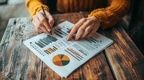 Close-up of hands reviewing financial reports
