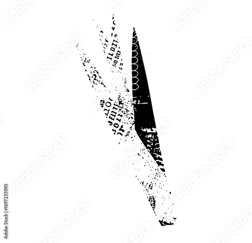 Vector Abstract vector featuring a jagged shape and scattered text elements.