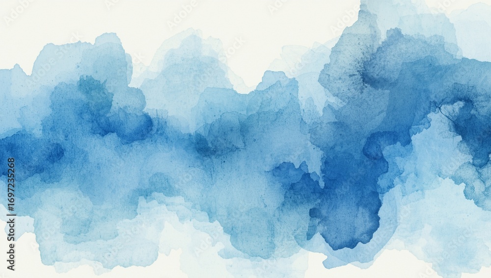 Fototapeta premium Blue Watercolor Wash Abstract