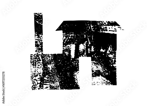 Vector Abstract house with chimney and doorway.