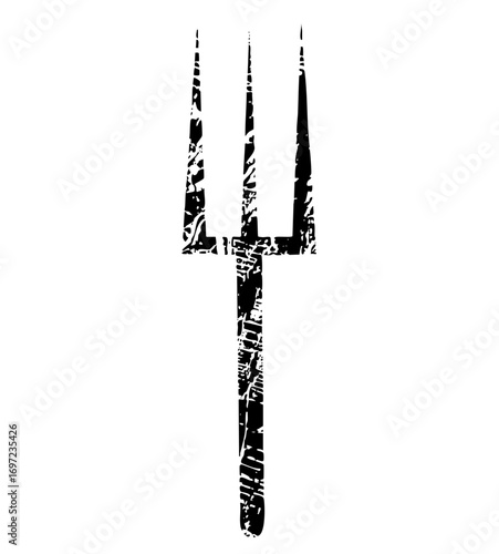 Vector Black trident with distressed texture