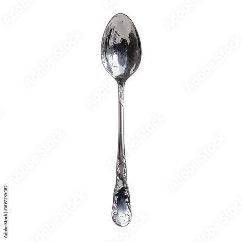 Silver spoon isolated on black background
