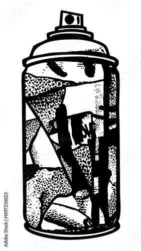 Vector Spray paint can contains a street artist creating graffiti.