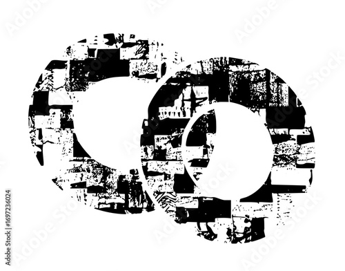 Vector Abstract of a distressed lettermark with circular element.
