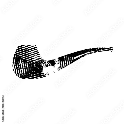 Vector Abstract smoking pipe in black ink.
