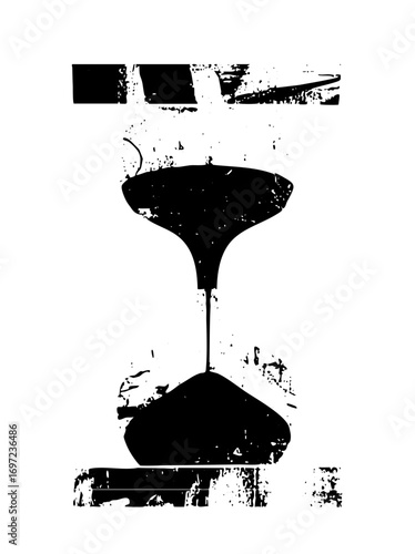 Vector Abstract hourglass with distressed texture.