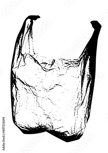 Vector Detailed vector of a crumpled plastic bag.