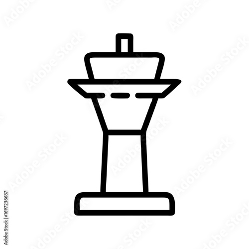 A simple yet elegant line art illustration of an airport control tower