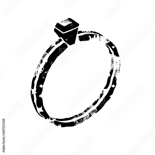Vector Abstract ring with square gemstone.
