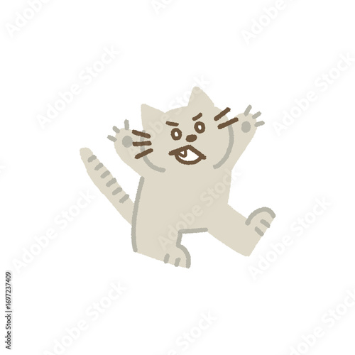 猫 怒る イラスト 手描き かわいい 子ども向け 教育用