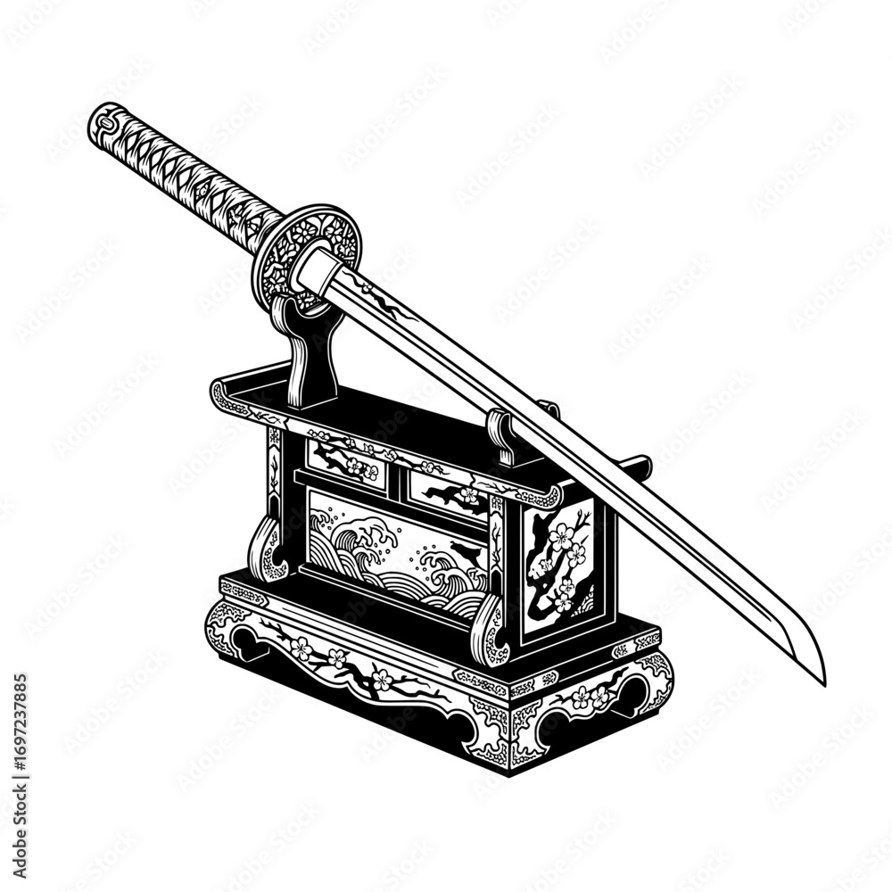 Katana no móvel decorativo 