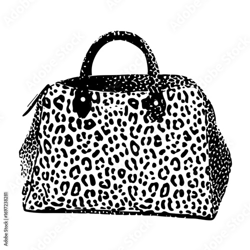 Vector Leopard print handbag with dual handles.