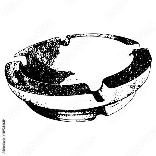 Vector Vintage ashtray with textured details.