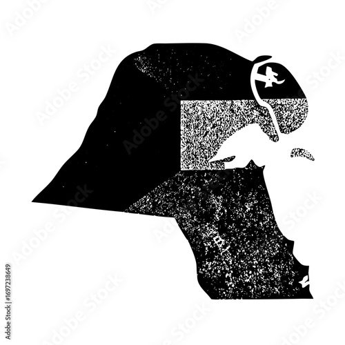 Vector Dramatic silhouette of a masked figure with a respirator.