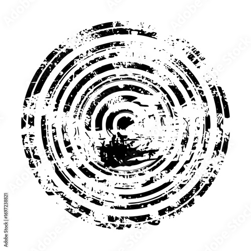 Vector Abstract spiral swirl with distressed texture.
