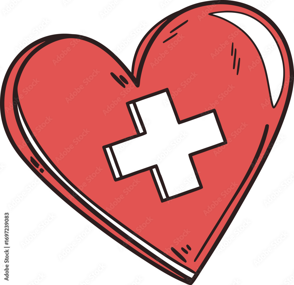 Obraz premium Red heart with cross