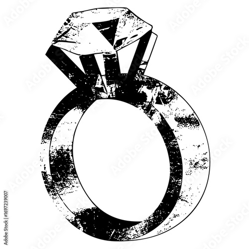 Vector Elegant diamond ring with a distressed texture.
