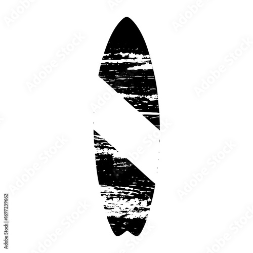 Vector Abstract surfboard silhouette with textured fill.