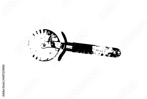 Vector Black silhouette of a pizza cutter tool.