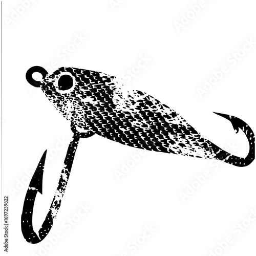 Vector Detailed of a speckled fishing lure with hooks.