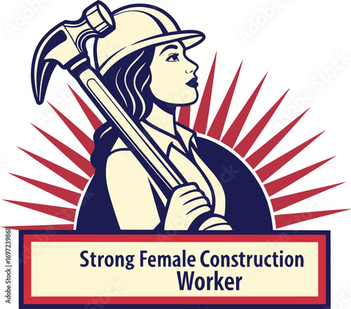 Strong female construction worker
