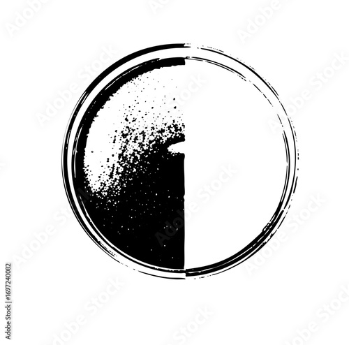 Vector Abstract circular emblem with dissolving letterform.