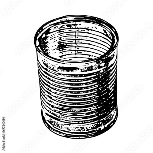 Vector Detailed of a cylindrical metal can with textured surface.