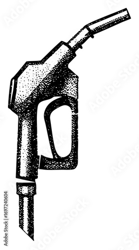 Vector Detailed of a fuel dispenser nozzle in monochrome.